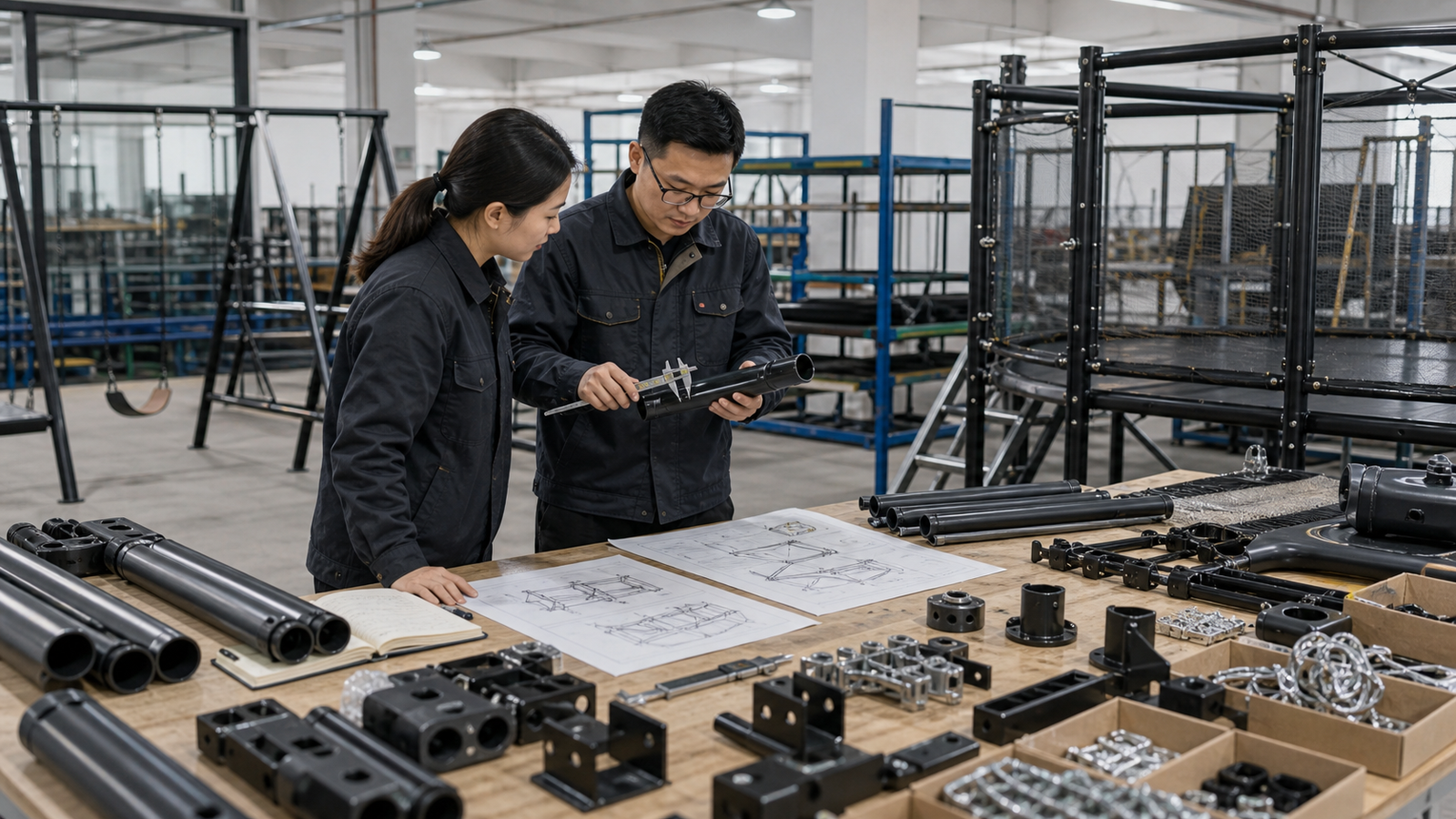 JIUXIN factory R&D sample development review for outdoor metal frame products