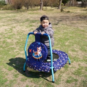 Toddler Trampoline for Kids Ages 2-6, 36" Toys Trampoline with Safety Cover Indoor Bouncy Mini, Trampoline with Handle and Thick Padded Cover, Blue